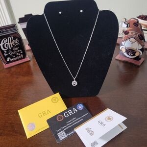 NWT Moissanite Circular Sterling Silver Pendant Necklace